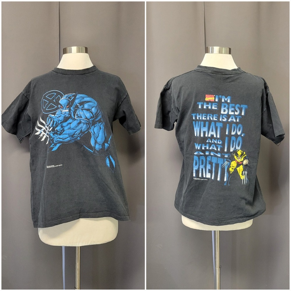 Marvel Wolverine T-Shirt 1995 Classic‎ Heroes X-Men Blue Graphic Black XL